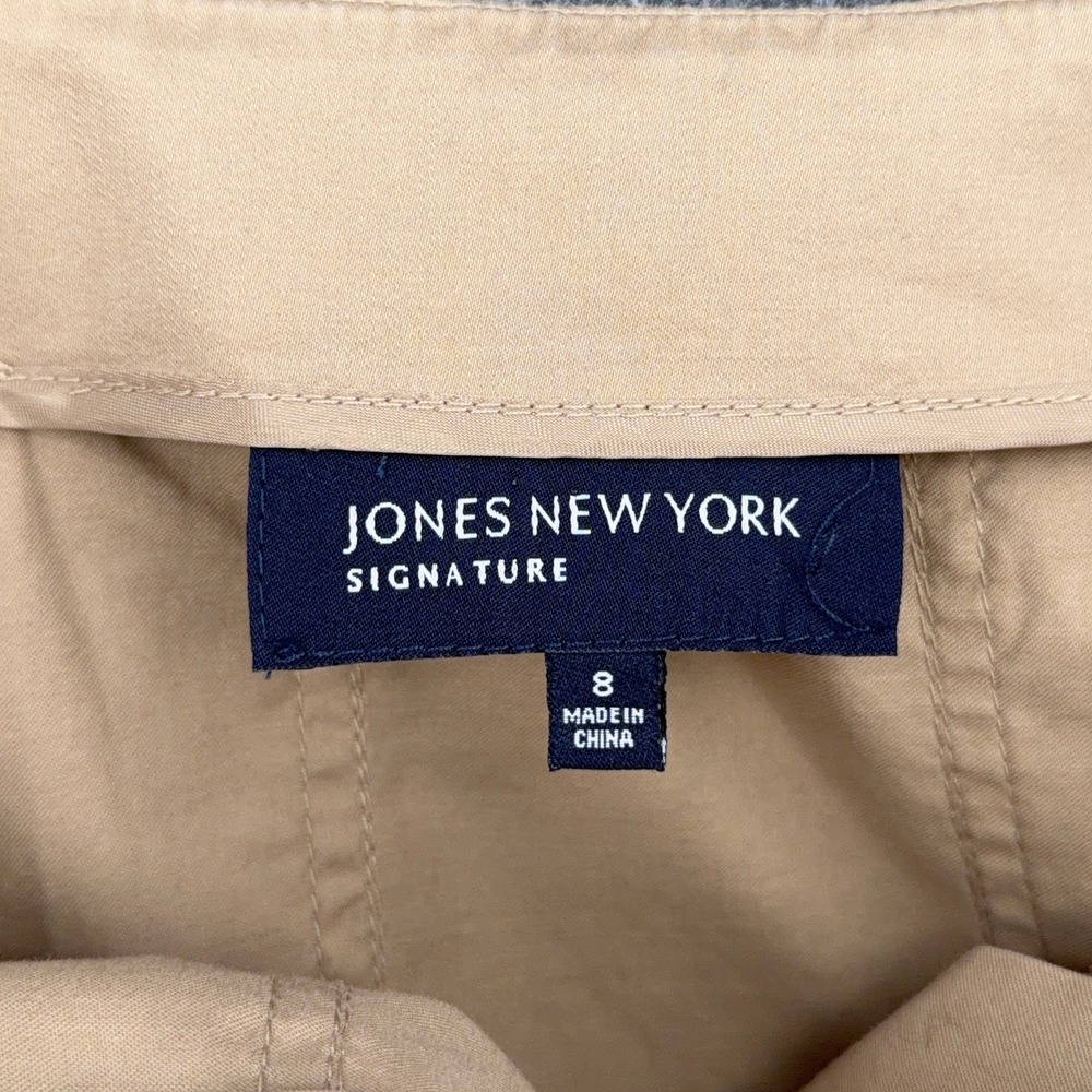 Jones New York Signature A-Line Skirt Women 8 Cotton Tan Embroidered Midi - Picture 3 of 7